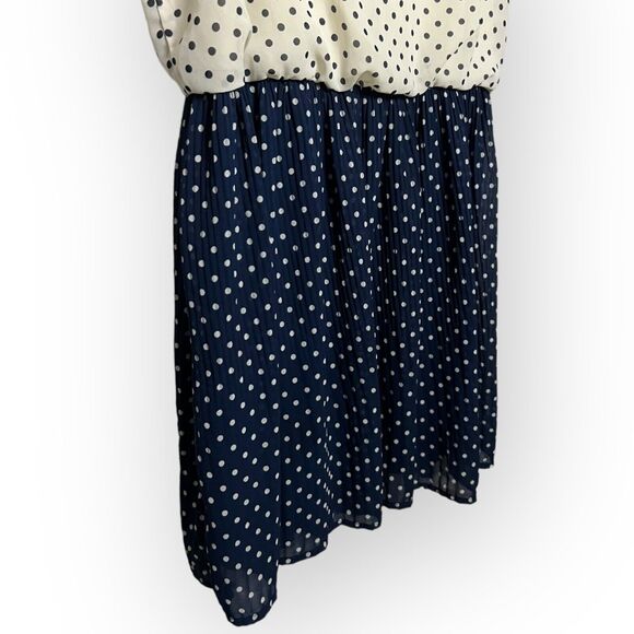 Urban Outfitters Pins and Needles Women's Navy Blue Cream Polka Dot Dress Size L - Picture 11 of 16